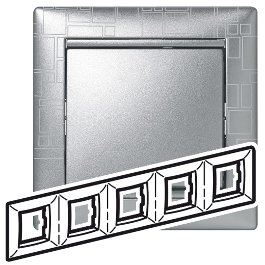 Рамка 5 постов - Legrand Valena - алюминий модерн