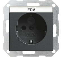 Gira S-55 Антрацит Розетка с/з с затвором (shutter), символом  и полем для надписи