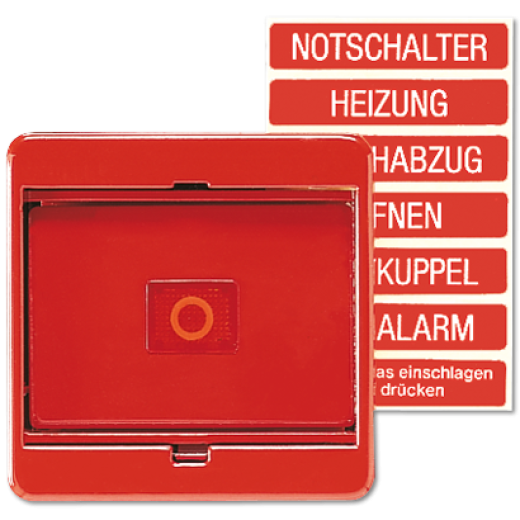 Клавиша с стеклянной пластиной для выключателей и кнопок, красная