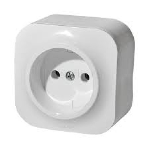 Розетка без заземления - Legrand Quteo - без шторок IP20 16А 250В винтовые зажимы накладной монтаж - белый