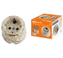 TDM Розетка фарфоровая 2П+З 16А 250В мраморная «Болонь»