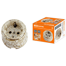 TDM Розетка фарфоровая 2П+З 16А 250В мраморная «Болонь»