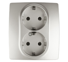 ЭРА 12-2104-15 Розетка 2X2P+E Schuko со шторками, 16A-250В, IP20, Эра12, перламутр (6/60/1500)