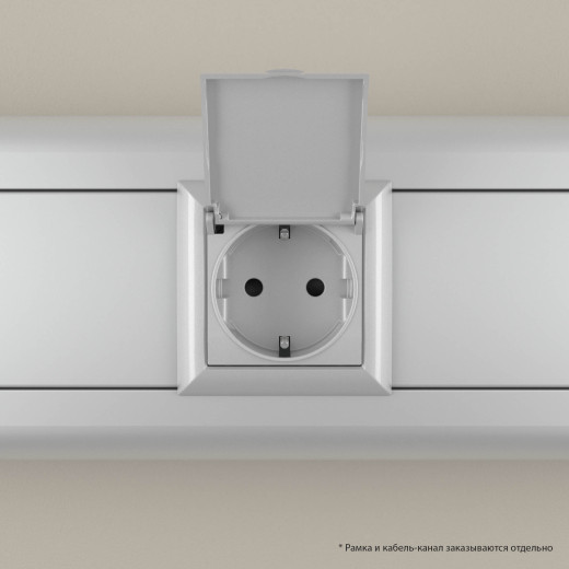Розетка с крышкой модульная, 2P+E, с з/ш, Avanti, закаленная сталь, 2 модуля