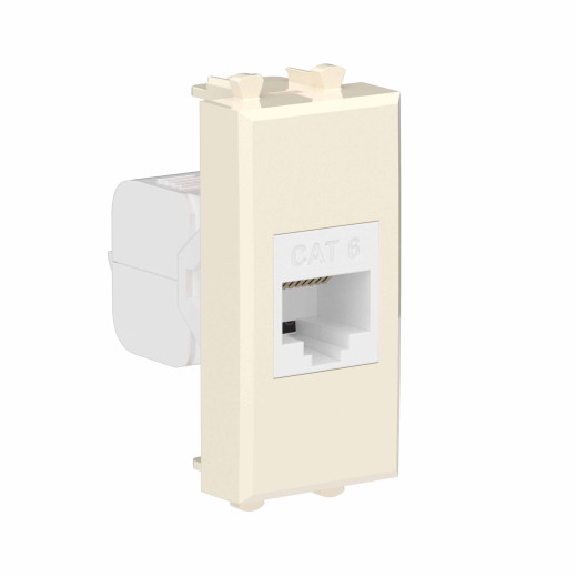 Компьютерная розетка RJ-45 без шторки модульная, кат.6, Avanti, ванильная дымка, 1 модуль