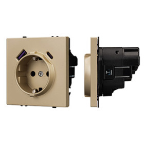 Arlight Механизм розетки с USB зарядкой SCT-NOBE-MUAC-SFPL-GD (230V, 16A) (-)