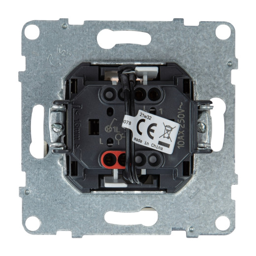 SUNO. Выключатель 10АХ 250В с подсветкой/индикацией. Безвинтовые зажимы. Цвет 