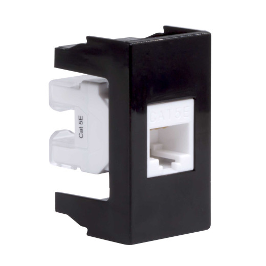 Компьютерная розетка RJ-45, кат. 5е, 8P8C, Viva, черная, 1 модуль