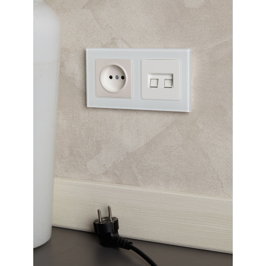 BRITE Рамка 2-мест. РУ-2-2-Бр стекло бел. матовый IEK