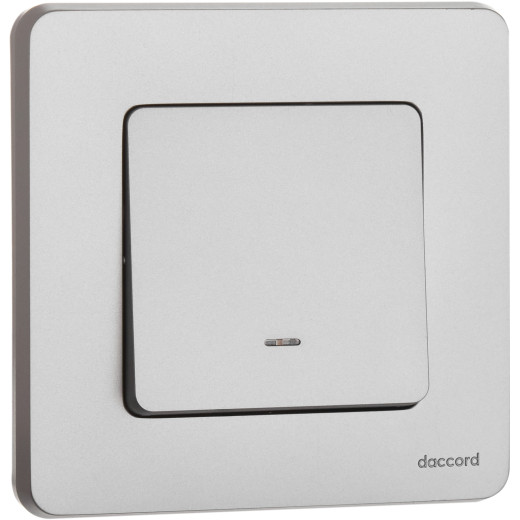 Переключатель одноклавишный с подсветкой/индикацией - Legrand/Daccord Inspiria - 10АХ 250В безвинтовые зажимы - алюминий