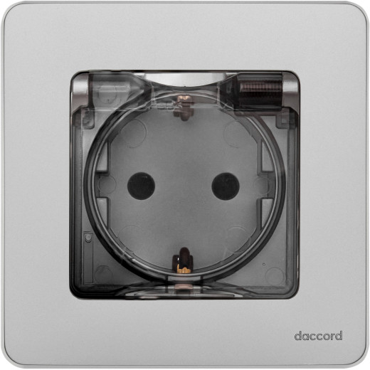 Розетка с заземлением IP44 - Legrand/Daccord Inspiria - со шторками с защитной крышкой 16А 250В винтовые зажимы - алюминий
