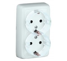 Hegel Альфа наруж Белая РА16-183 Розетка с/з двойная, с изол. пластиной