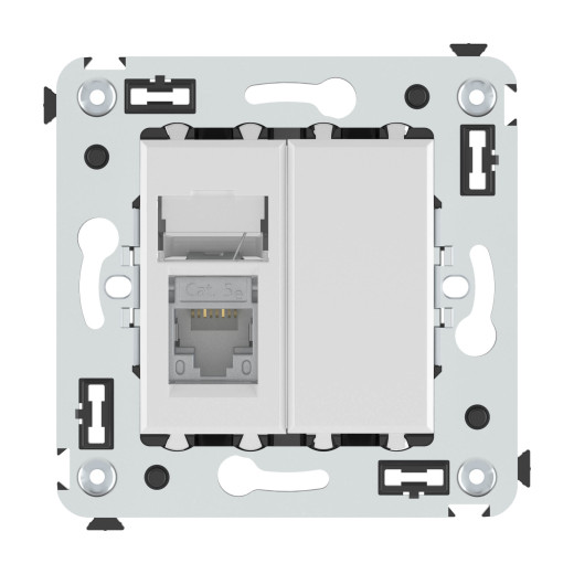 Компьютерная розетка RJ-45 в стену, кат.5e одинарная экранированная, Avanti, белое облако