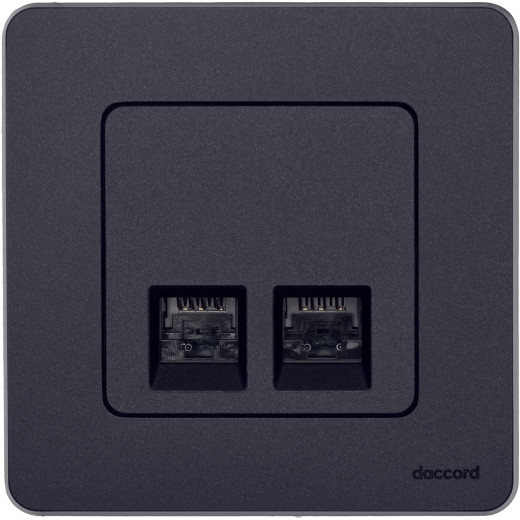 Розетка компьютерная двойная RJ45 категория 5e UTP - Legrand/Daccord Inspiria - антрацит