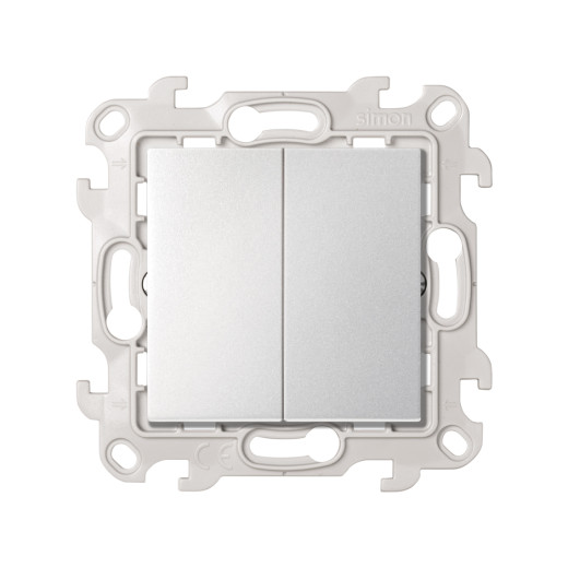 Двухклавишный кнопочный выключатель 10A 250В~, алюминий