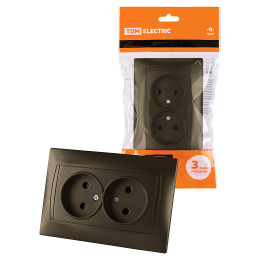 Розетка двойная 2П 10А 250В с защ. шт. бронза 