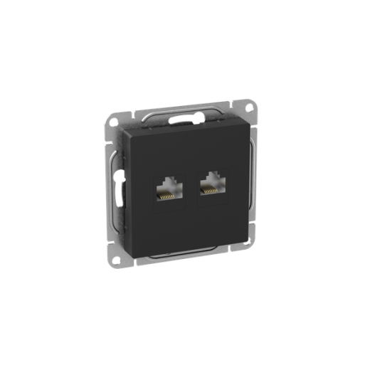Механизм розетки RJ45 - 2шт, (cat5), чёрный Эпика EKF