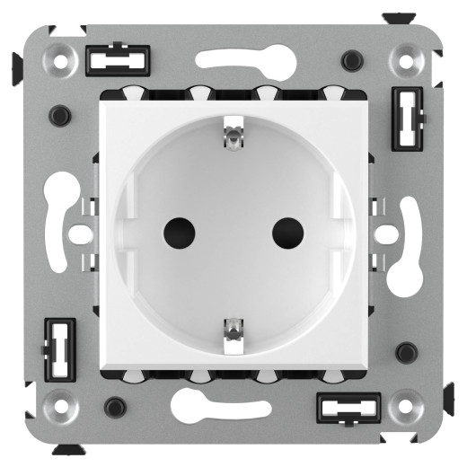 Розетка в стену, 2P+E, с з/ш, Avanti, белое облако