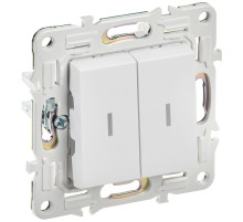 IEK SKANDY Арктический белый Выключатель 2-клавишный с индикацией 10А SK-V09W