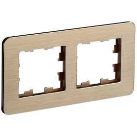 IEK BRITE DECOR Шампань металл. скругл.уголРамка 2-м РУ-2-1-Бр RE AL