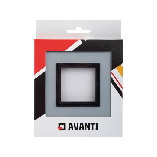 Рамка из натурального стекла 1 пост (2 мод.), Avanti, светло-серая