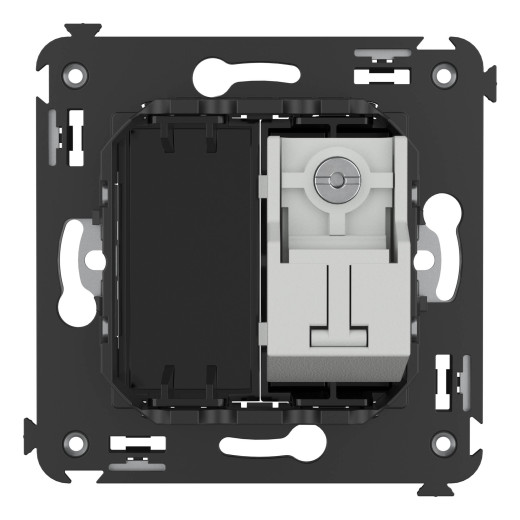 Розетка TV проходная в стену, Avanti, черный квадрат