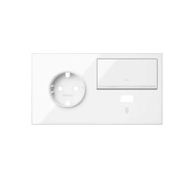 Simon 100 Белый глянец Кит 2 поста, фронт. Накладка на 1 розетку Schuko (слева) + 1 з/у USB SC + 1 клавиша светорегулятора