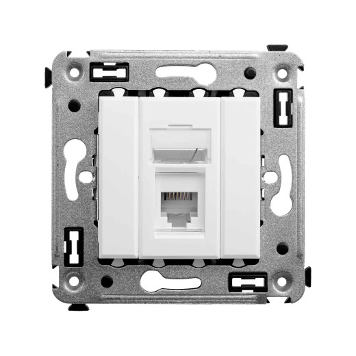 Телефонная розетка RJ-12 в стену одинарная, Avanti, белое облако