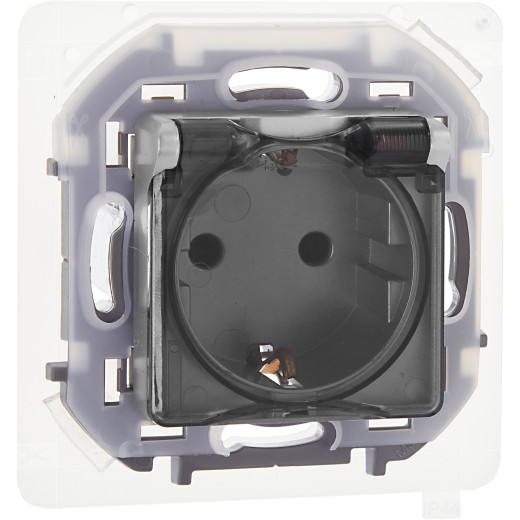 Розетка с заземлением IP44 - Legrand/Daccord Inspiria - со шторками с защитной крышкой 16А 250В винтовые зажимы - алюминий