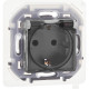 Розетка с заземлением IP44 - Legrand/Daccord Inspiria - со шторками с защитной крышкой 16А 250В винтовые зажимы - алюминий