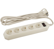 ЭРА Сетевой фильтр  USF-5es-3m-I с базовой защитой с заземлением с выключателем 5 розеток 3м 10А слоновая кость