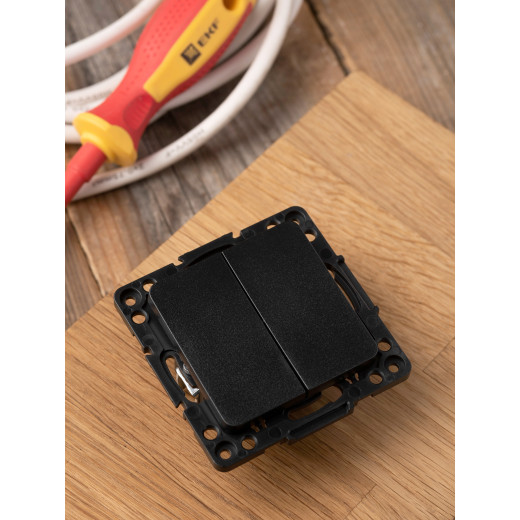 Стокгольм Механизм Выключателя 2-кл. проходного 10А винтовые клеммы черный EKF PROxima