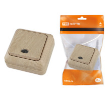 TDM Выключатель 1-кл. открытой установки с подсветкой IP20 10А, сосна 