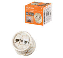 TDM Розетка телефонная RJ11 + компьютерная RJ45 мраморная «Болонь»