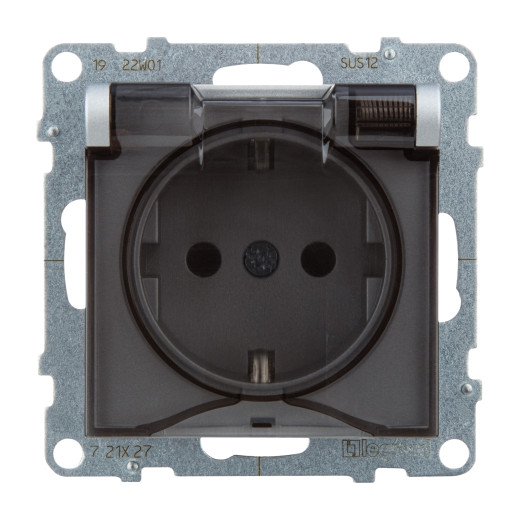 SUNO. Силовая розетка 2К+З 16А 250В. С крышкой IP21. С защитными шторками. Безвинтовые зажимы Цвет 