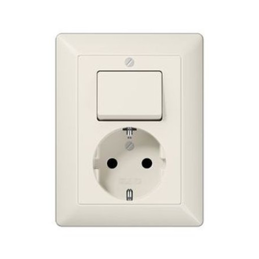 Штепсельная розетка SCHUKO 16A 250V~ с универсальным выключателем, слоновая кость