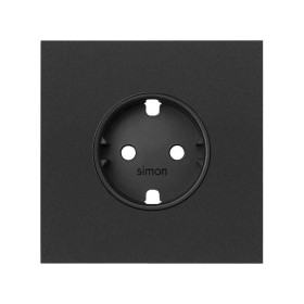 Simon 100 Черный матовый Кит 1 пост, фронт. Накладка на 1 розетку Schuko