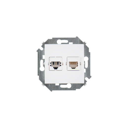Simon 15 Белый Розетка телефонная + компьютерная RJ11+RJ45 кат.5е