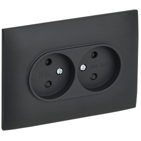 IEK SKANDY Графит Розетка 2-ая б/з с защитными шторками 10А в сборе SK-R09G