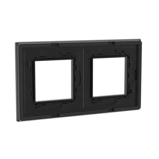 Рамка из натурального стекла 2 поста (4 мод.), Avanti, черная