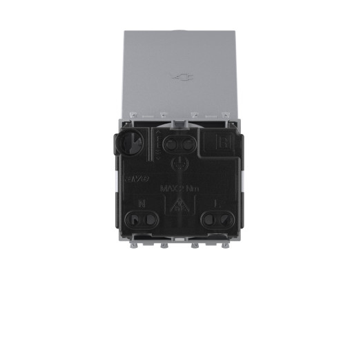 Розетка с крышкой модульная, 2P+E, с з/ш, Avanti, закаленная сталь, 2 модуля