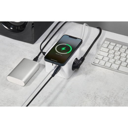 DOMINIC Удлинитель Qi10Вт У02К 1,3м 3х1мм2 USB A+C бел IEK