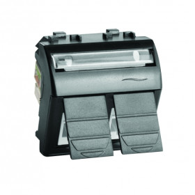 DKC Brava Компьютерная розетка двойная RJ45 кат.5e, Brava, черная, 2мод