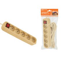 TDM Удлинитель бытовой  У05В выключатель, 5 гнезд, 5метров,2П+3, ПВС 3х1мм2 