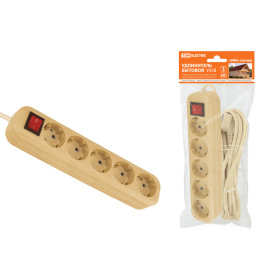 TDM Удлинитель бытовой  У05В выключатель, 5 гнезд, 5метров,2П+3, ПВС 3х1мм2 