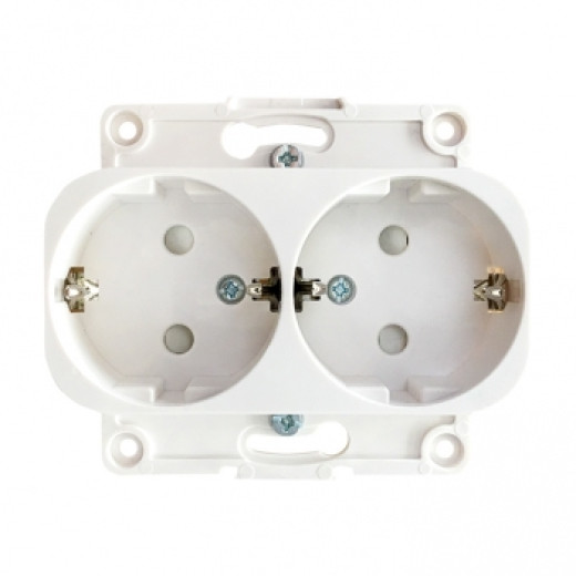 Стокгольм Механизм Розетки 2-местной с/з 16А автоматические клеммы белый с защ. штор. EKF PROxima