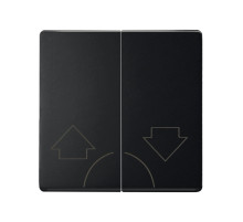 Simon S82 Concept Матовый черный, Клавиша двойная для выключателя жалюзи без блокировки и пиктограммой 