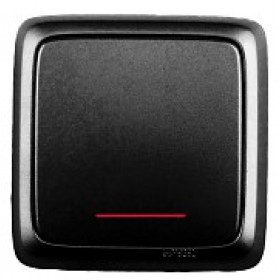 HEGEL ВА10-114-08 Черный Выключатель открытой установки, одноклавишный, с индикацией, с изолирующей пластиной