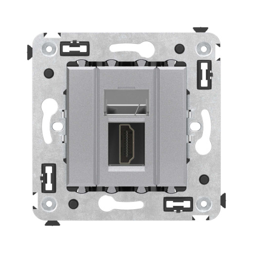 HDMI розетка одинарная в стену, тип А-А, Avanti, закаленная сталь