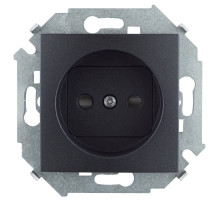 Simon 15 Графит Розетка без заземления 2Р, с защитными шторками, 16А, 250В, винт. зажим